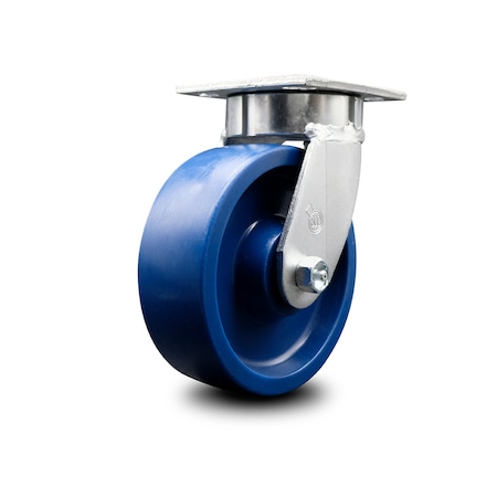 Service Caster 6 Inch Kingpinless Solid Poly Wheel Swivel Top Plate Caster SCC-KP30S620-SPUR
